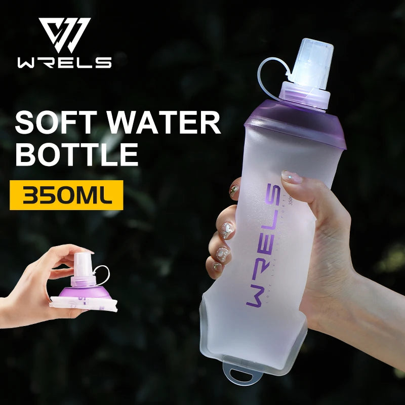 WRELS Outdoor BPA Free Soft Folding TPU Soft Flask Sport Water Bottle Large Diameter