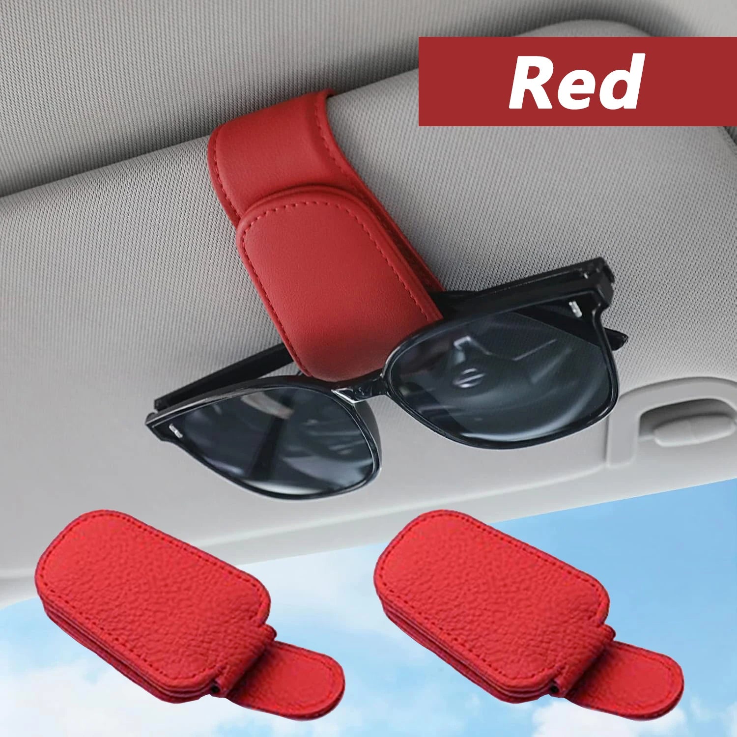 Sunglasses Gear Accessories: Magnetic Clip And Ticket Clip Leather Sunglasses Holder for Car / Rungear