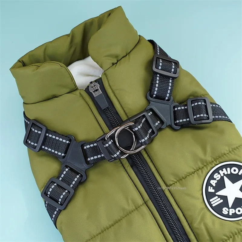 Winter Dog Jackets: Warm, Waterproof Dog Jacket Vest with Harness for Small, Medium Dogs / Rungear