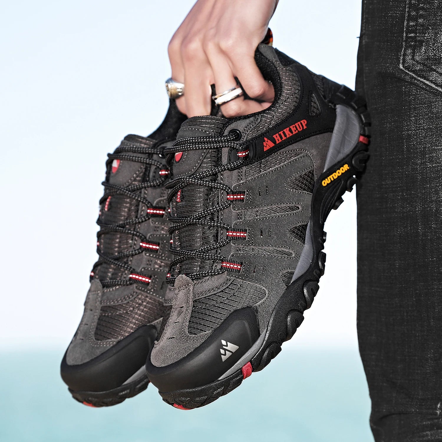 Hiking Shoe Gear: HIKEUP Men's Suede Leather, Wear-Resistant Hiking, Walking, Hunting Outdoor Shoes / Rungear