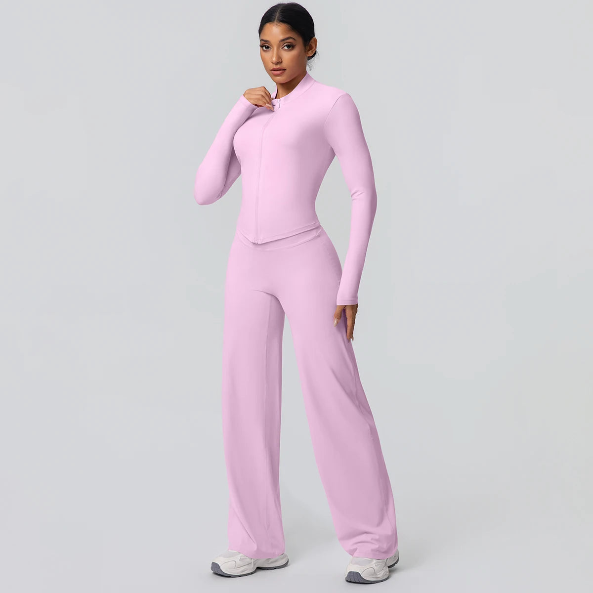 Women's Quick Dry Apparel: 2PC Long Sleeve, High Waisted, Wide Leg, Sports Fitness Clothing Set / Rungear