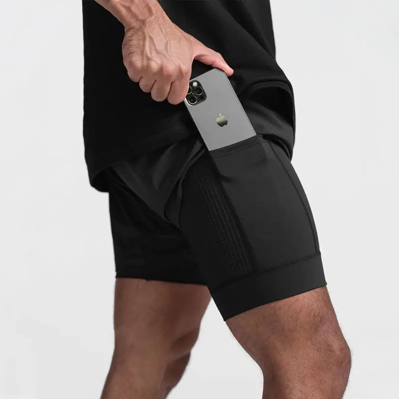 Men's Double Layer Shorts: 2 in 1 Breathable, Double Layer, Quick Dry, Running Workout Sports Shorts / Rungear