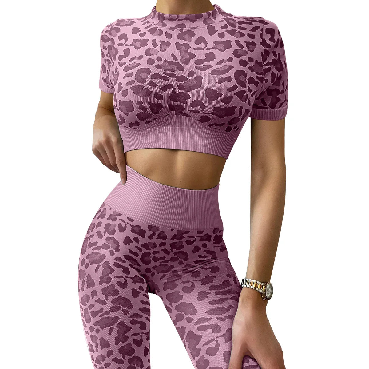 Women's Compression Apparel: 2PC Leopard, Seamless,  Activewear Tracksuit Workout Clothes / Rungear