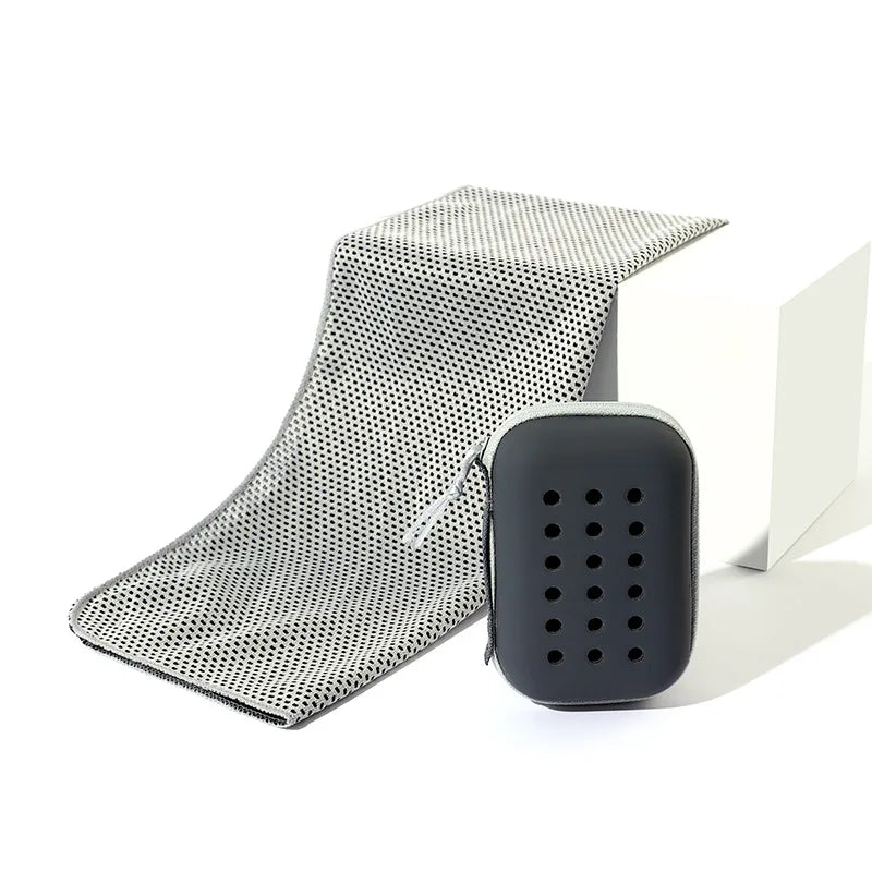 Quick Dry Towel Accessories: Soft, Breathable, Sweat Absorbent Towel with Storage Box for All Sports, Running, Gym Fitness / Rungear