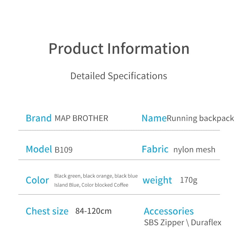 Marathon Vest Gear: MAP BROTHER B109 Breathable, Lightweight, Trail Running, Marathon Hydration Vest Backpack / Rungear