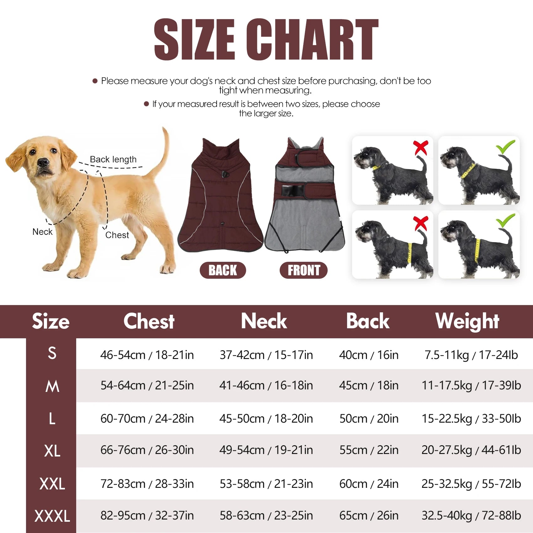 Dog Jackets Gear: Waterproof, Winter, Warm Windproof, Reflective, Adjustable Jacket Vest for Dogs With Hook & Loop / Rungear