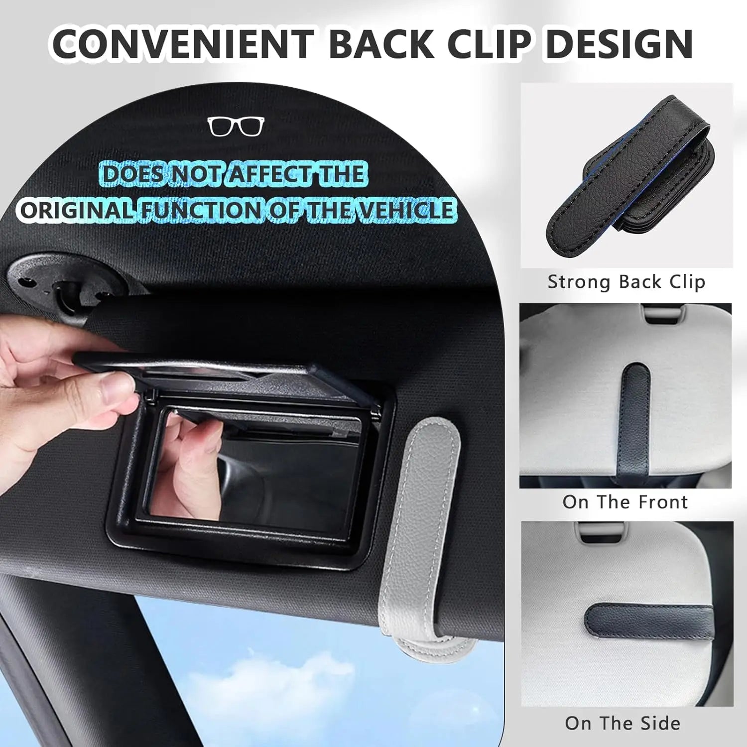 Sunglasses Gear Accessories: Magnetic Clip And Ticket Clip Leather Sunglasses Holder for Car / Rungear