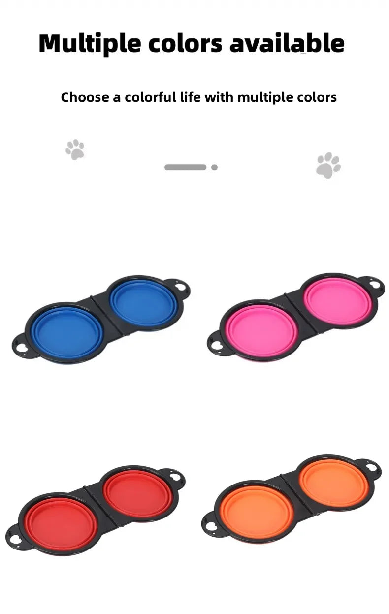 2-in-1 Foldable Portable Outdoor Travel Dual Food And Water Bowl