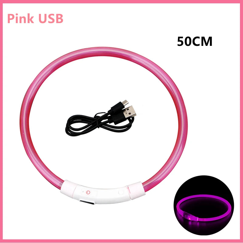 Pet Safety Gear: USB, Adjustable LED Rechargeable Safety Collar For Large Small Dogs / Rungear