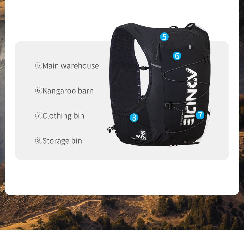 AONIJIE 10L Unisex Lightweight Running Hiking Walking Hydration Vest Pack