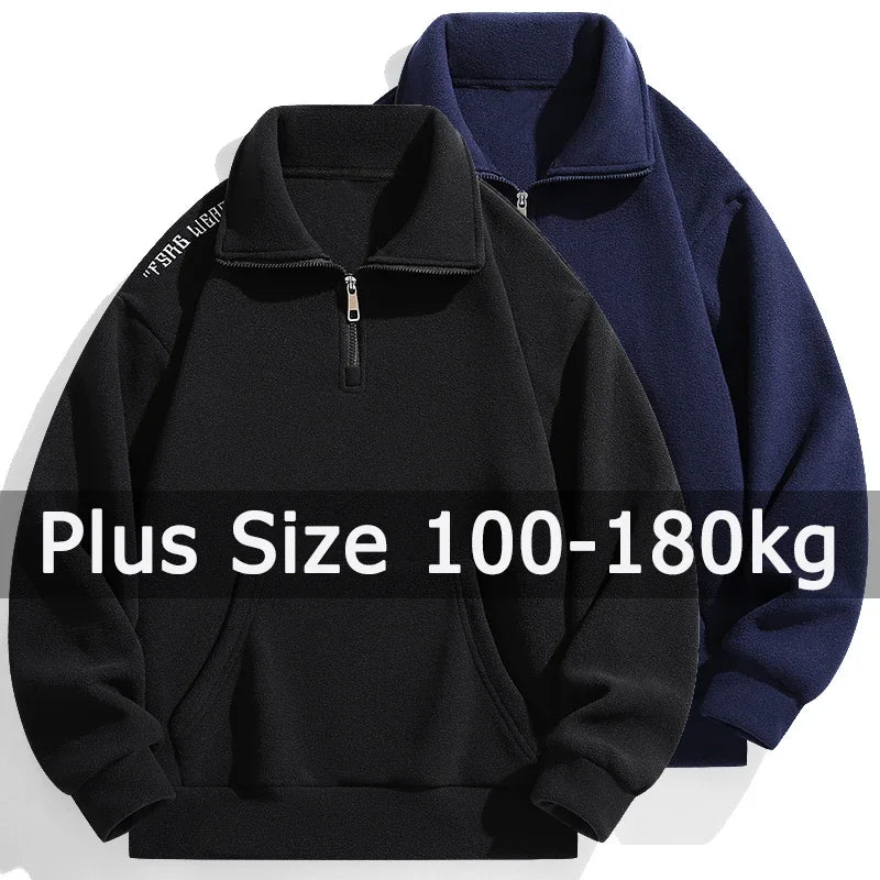Plus Size Men's Half Zip Long Sleeve Pullover Sweatshirt For Autumn Winter