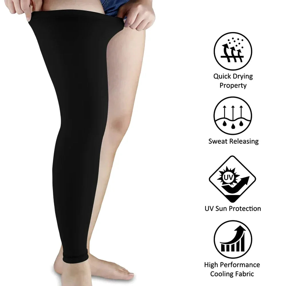 Running Compression Apparel: 1PC Full Length, Unisex, Compression Sports Leg Sleeve for Thigh, Knee, Calf / Rungear