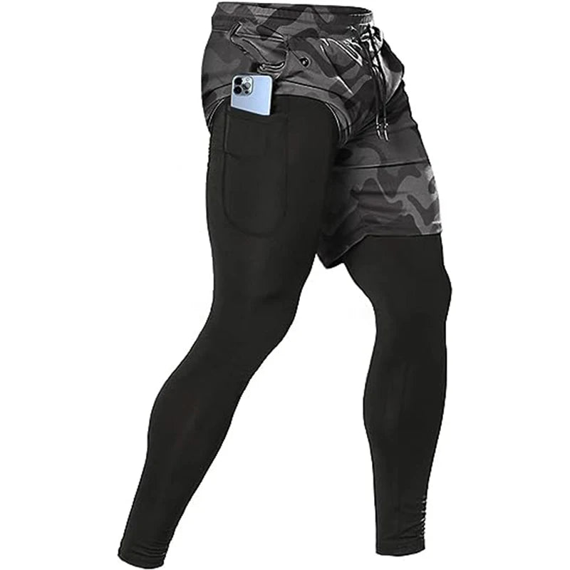 Men's Activewear Apparel: 2 in1 Training Athletic, Workout, Sportswear Tracksuit Pants / Rungear