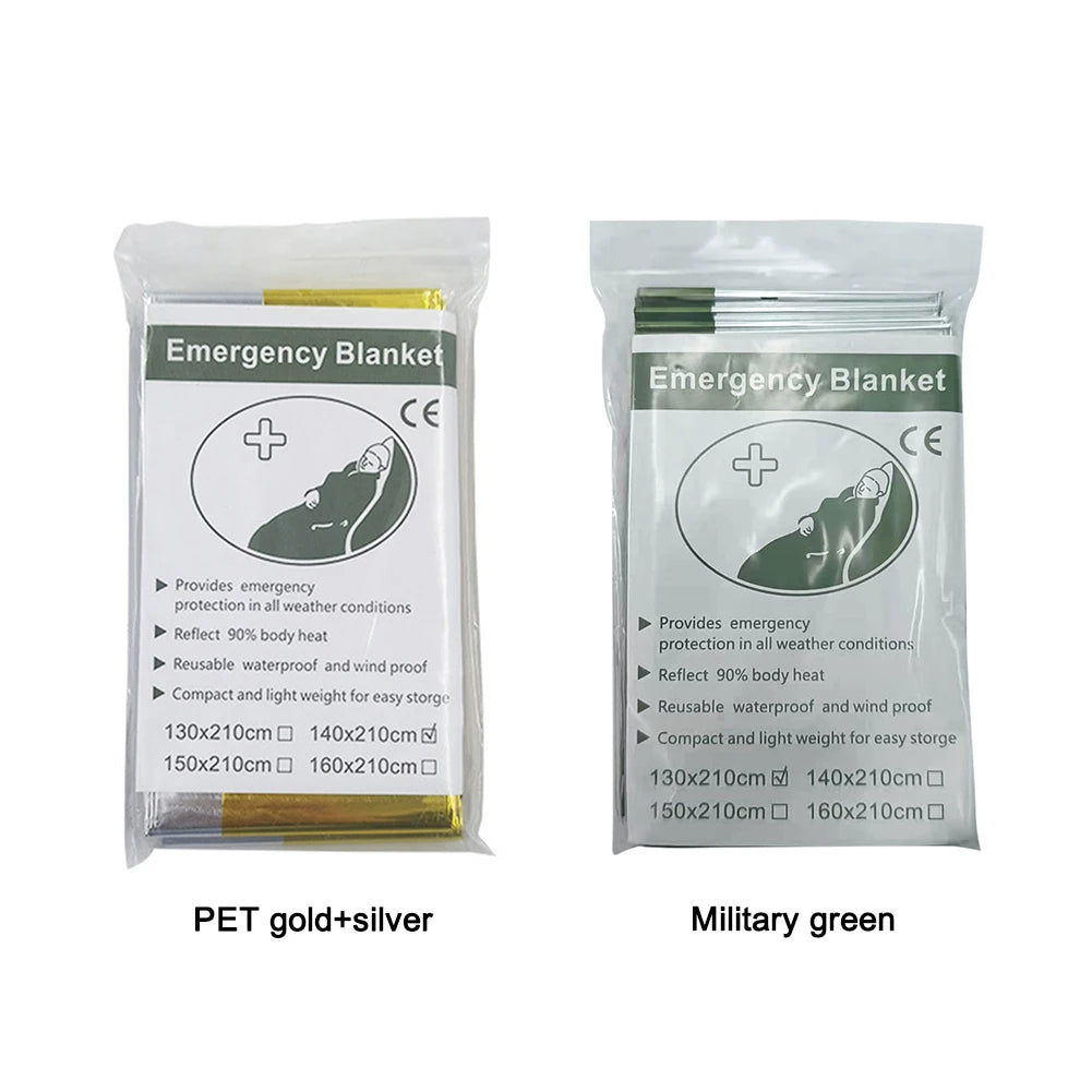 Trail Gear Accessories: 1-10 PC Emergency Thermal, Windproof Foil Survival Blanket / Rungear