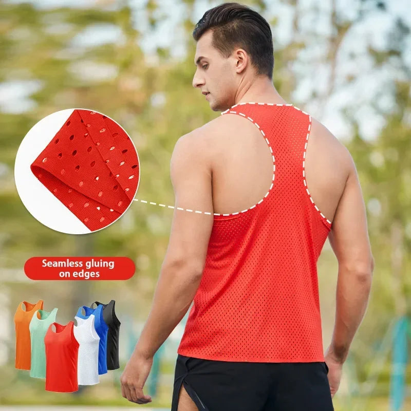 Men's Running Marathon Apparel: Summer, Sleeveless Marathon Long Distance Running, Quick-Dry, Breathable Mesh Sports Top / Rungear