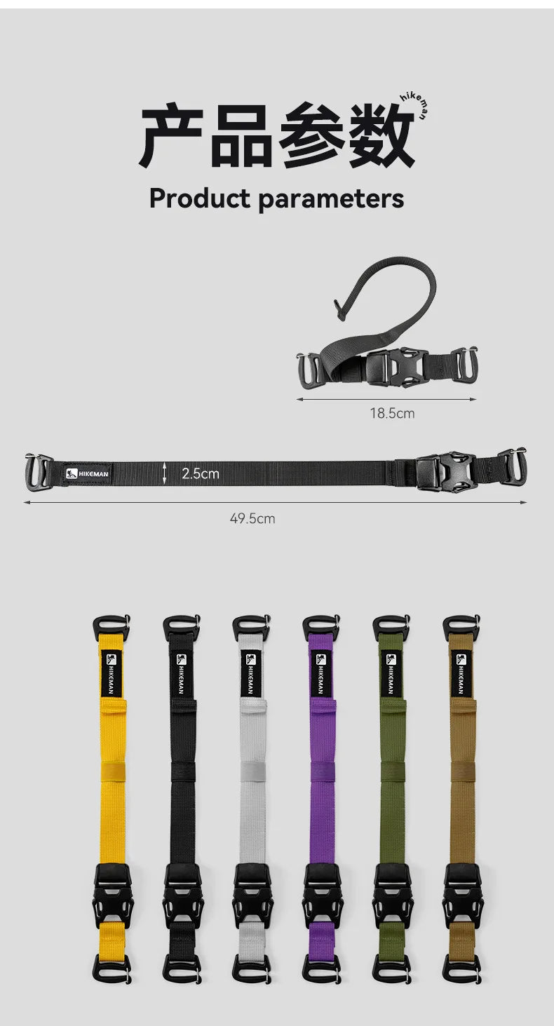 HIKEMAN Adjustable Outdoor Luggage Straps Camping Travel Gear Buckle Fastening Packing Belt for Hiking Accessories