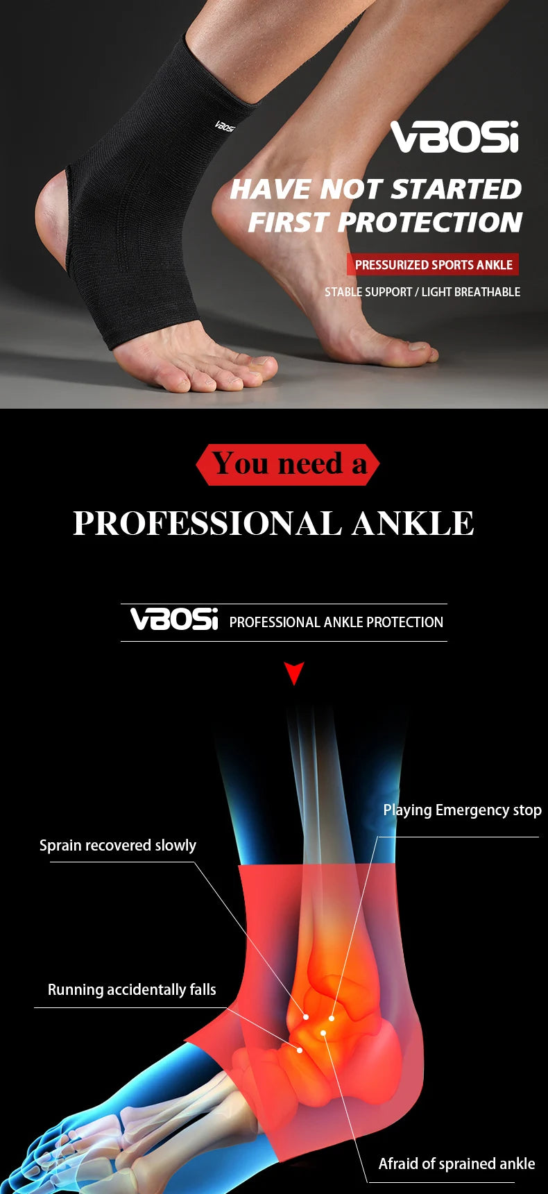 Running Recovery Accessories: 1 PC Elastic Breathable, Daily Wear, Ankle Support Sports Brace / Rungear