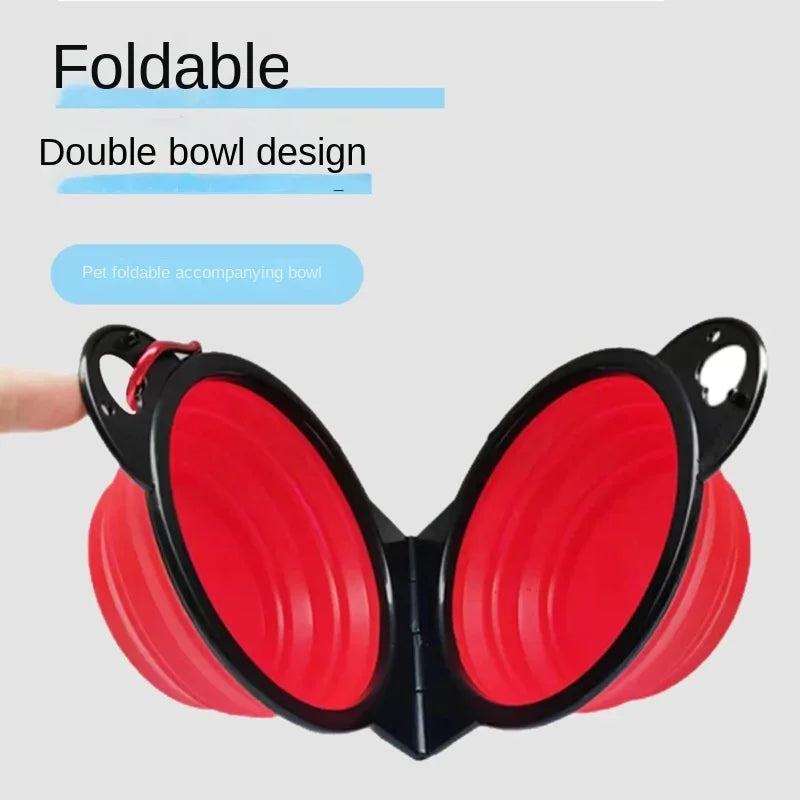 2-in-1 Foldable Portable Outdoor Travel Dual Food And Water Bowl