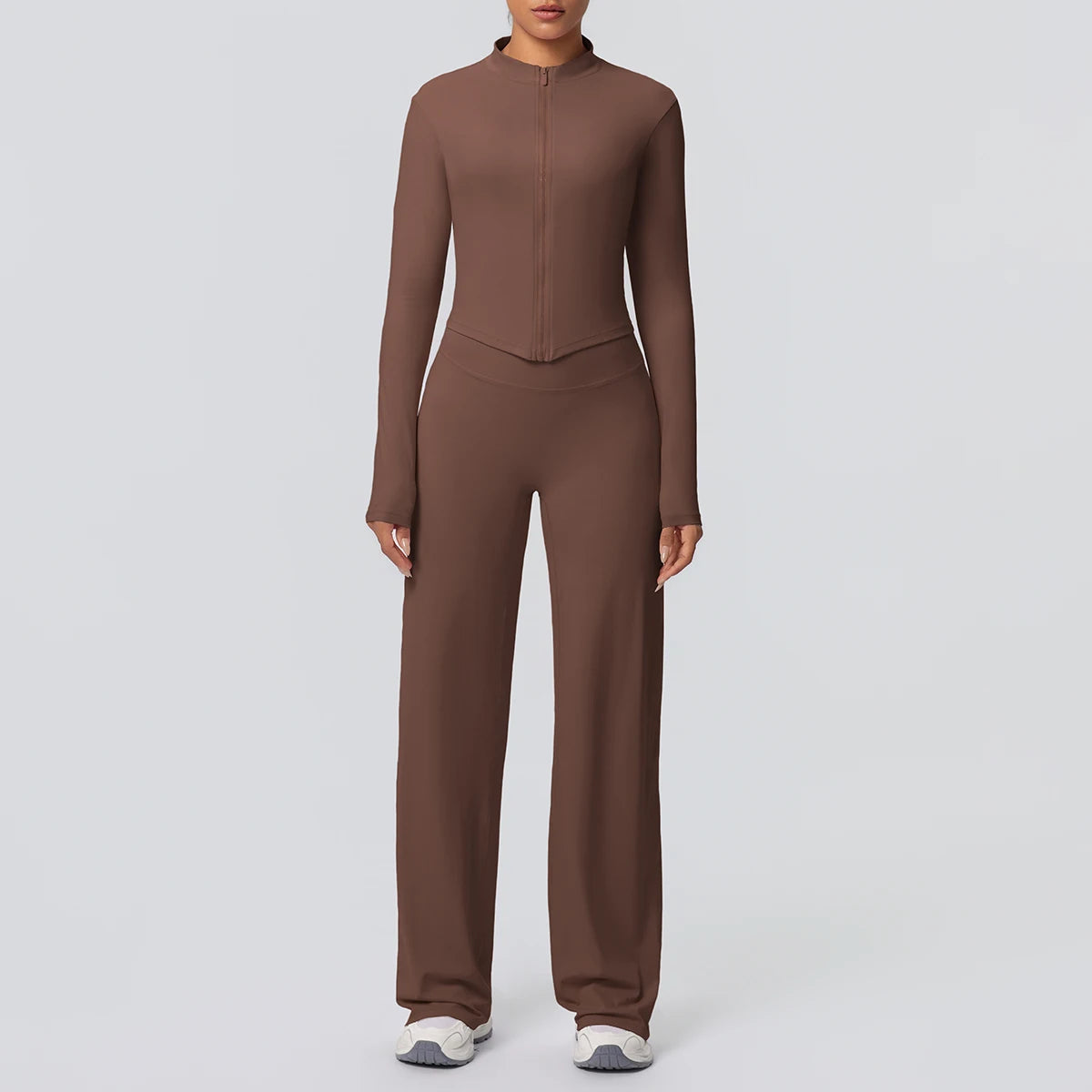 Women's Quick Dry Apparel: 2PC Long Sleeve, High Waisted, Wide Leg, Sports Fitness Clothing Set / Rungear