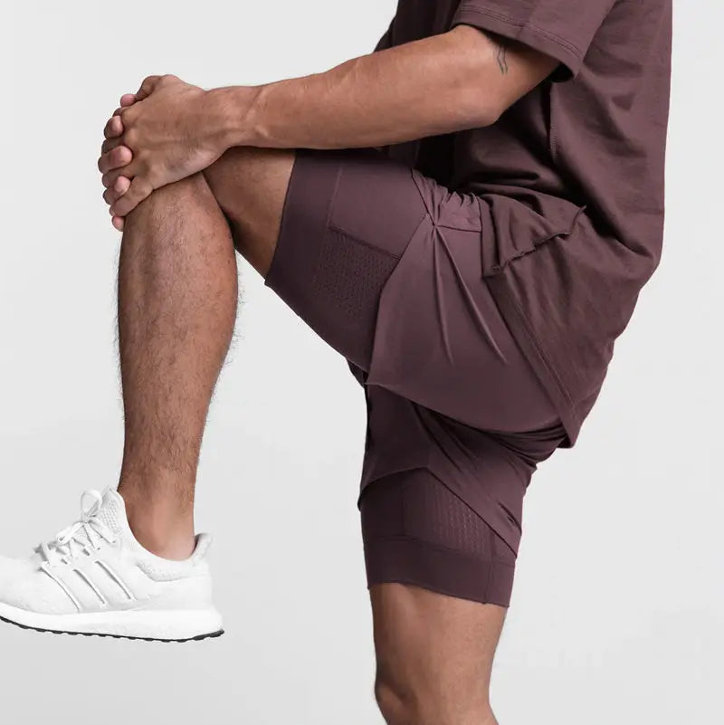 Men's Double Layer Shorts: 2 in 1 Breathable, Double Layer, Quick Dry, Running Workout Sports Shorts / Rungear