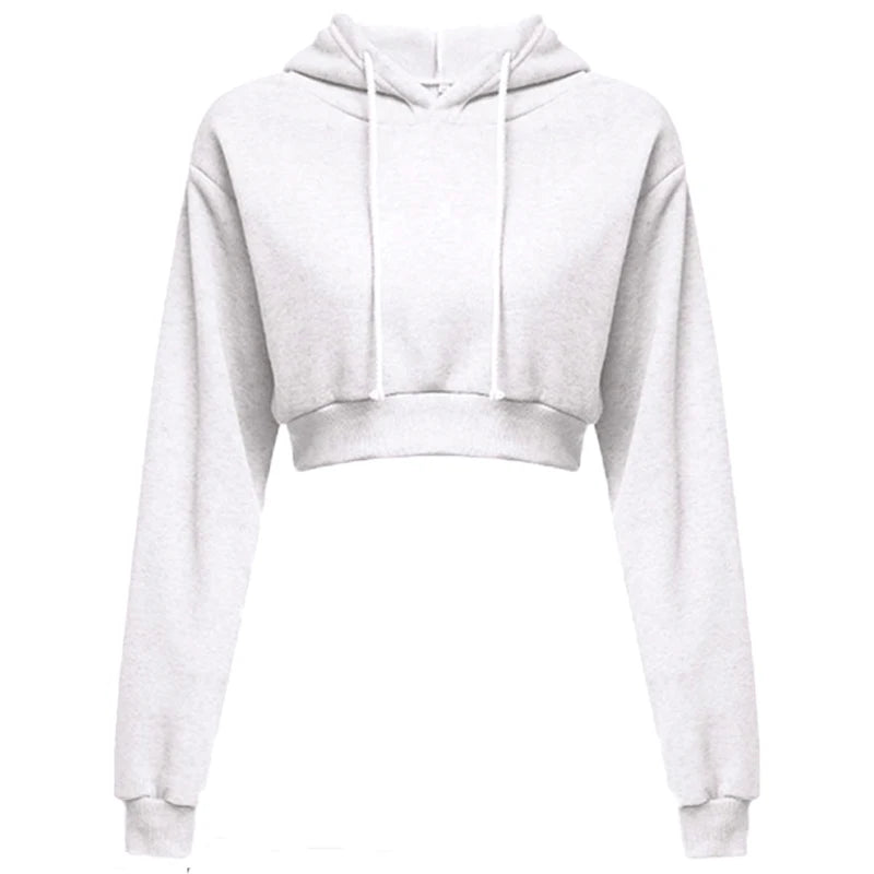 New Fashion Women Hoodie Sweatshirt Short Top Coat Sport Pullover Hooded Tops Female Autumn Winter Clothes Crop Top Hoodie