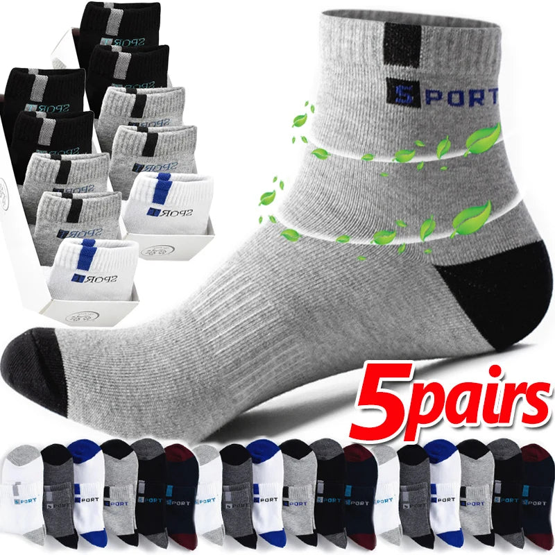 Men's Socks Accessories: Breathable, High-Elastic, Middle Tube Towel Cotton Socks for Running, Hiking / Rungear