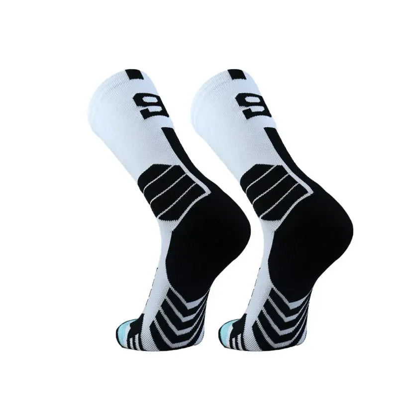 Running Compression Gear: Unisex, High Quality, Towel Bottom, Compression Sports Socks With Number Print / Rungear
