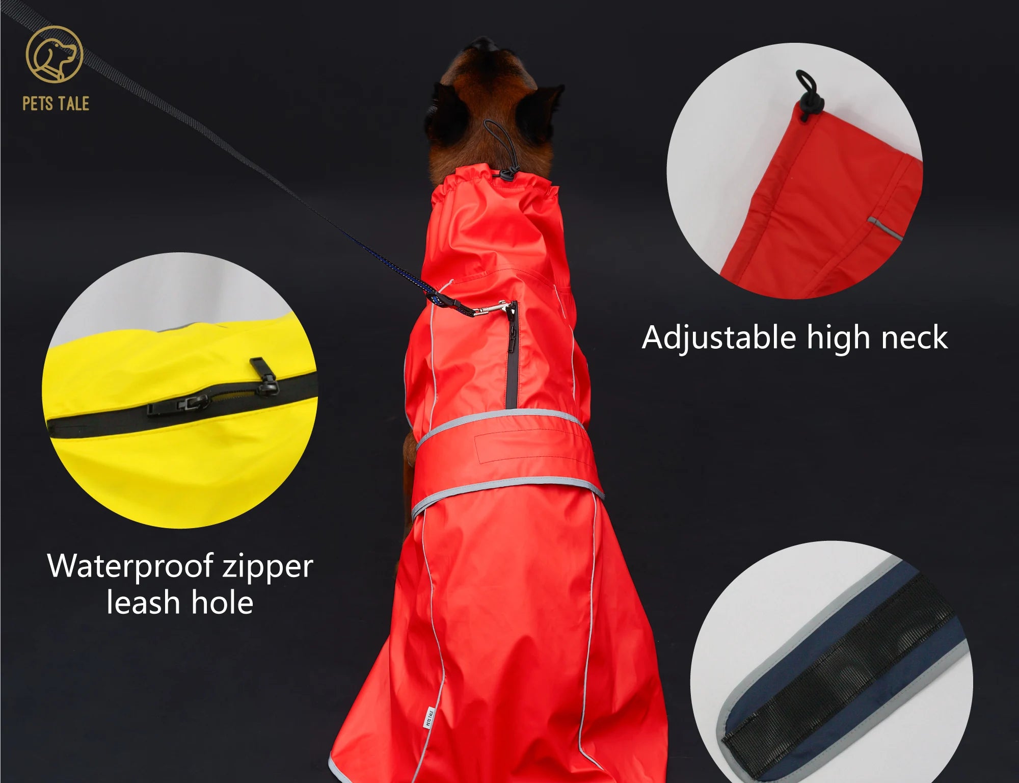 Dog Jacket Gear: Waterproof Raincoat with Reflective Strips and Adjustable Hood / Rungear