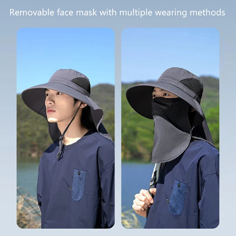 Summer Hat Gear: UV Protection, Outdoor Bucket Hat with Neck Flap Cap For Hiking, Outdoors / Rungear