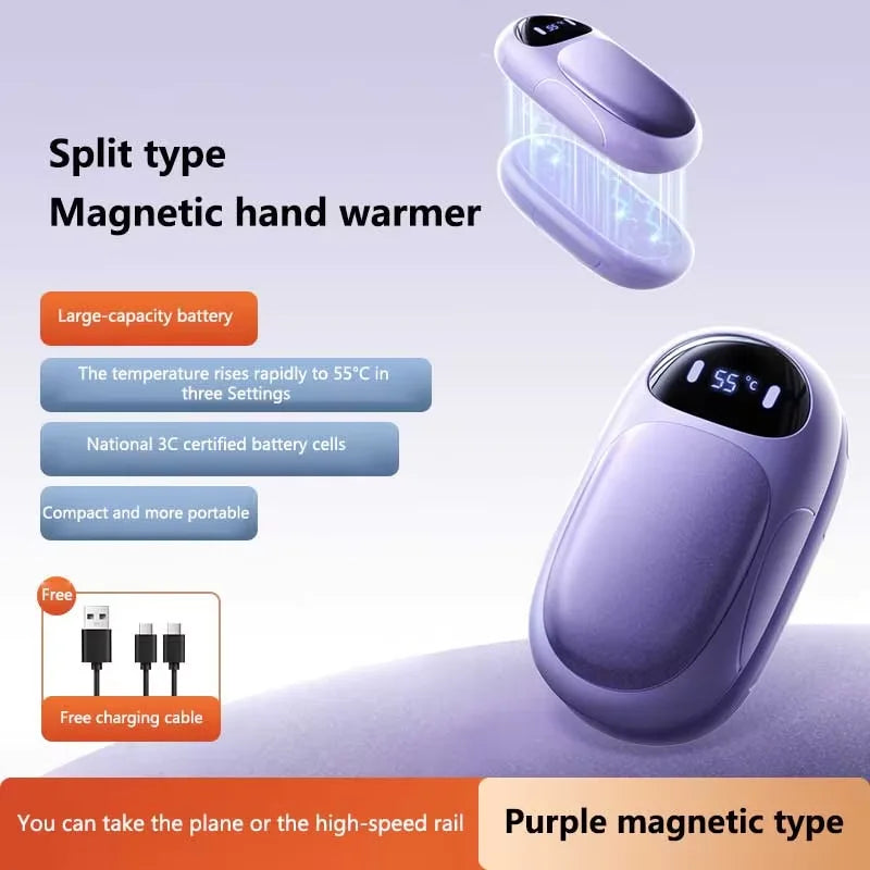 Dual Magnetic Rechargeable Hand Warmer Portable Electric Hot Pack Heater For Winter