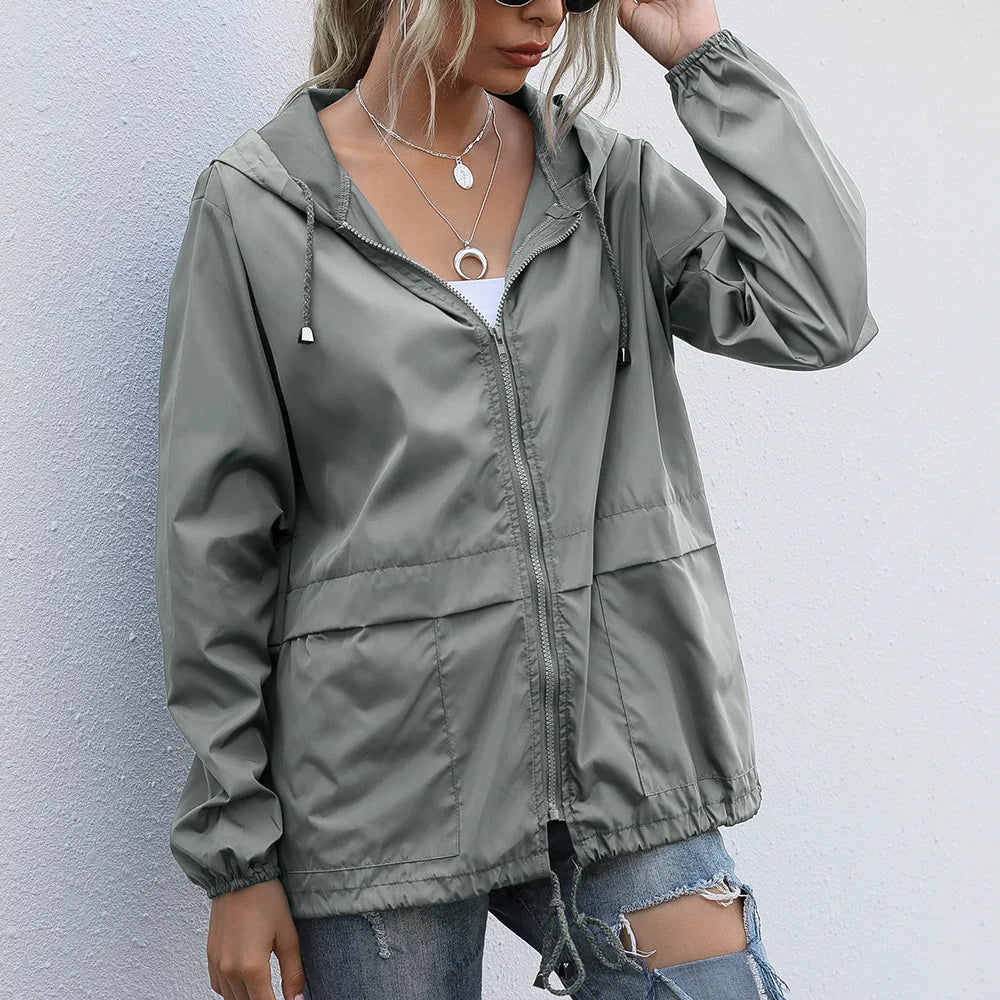 Women's Jackets Apparel: Ultralight, Waterproof, Windproof, Slim Hooded Windbreaker Jacket / Rungear