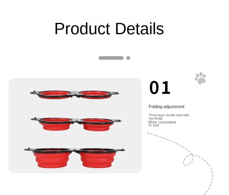 2-in-1 Foldable Portable Outdoor Travel Dual Food And Water Bowl