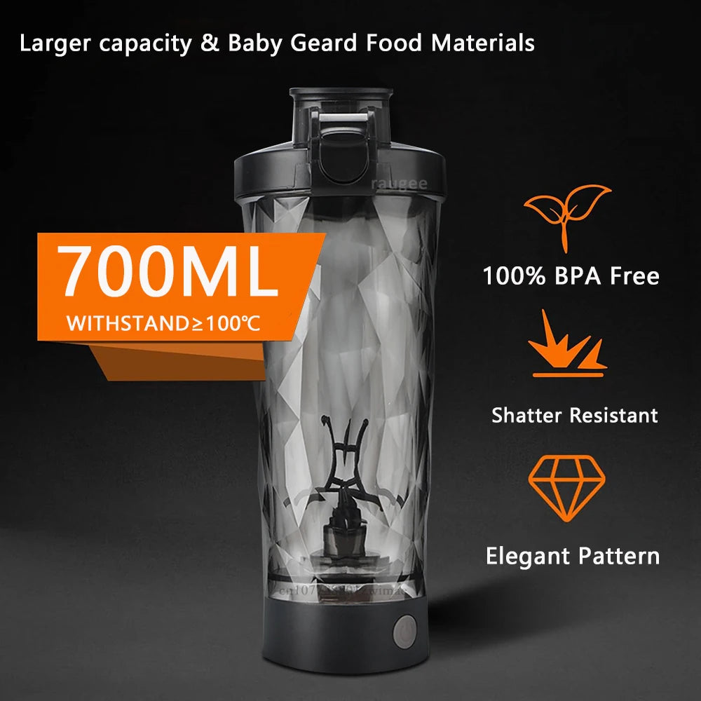 Running Hydration Gear: Portable, USB Rechargeable Protein Powder Shaker, Automatic Mixing Cup for Gym, Running, Hiking / Rungear