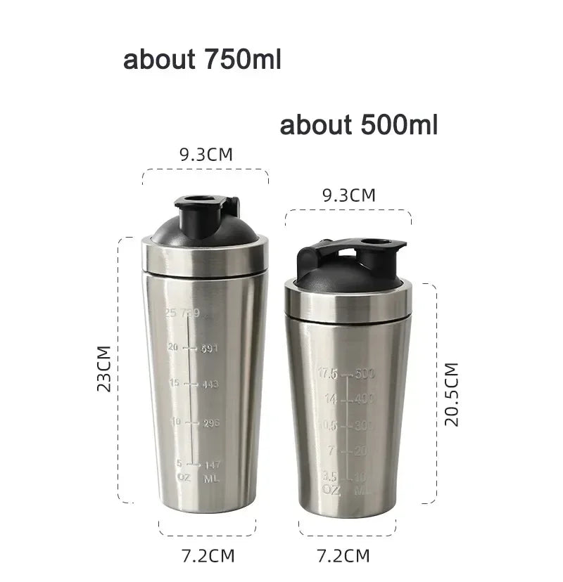 Running Hydration Gear: Portable, Sports Nutrition, Stainless Steel Protein Shaker Cup / Rungear