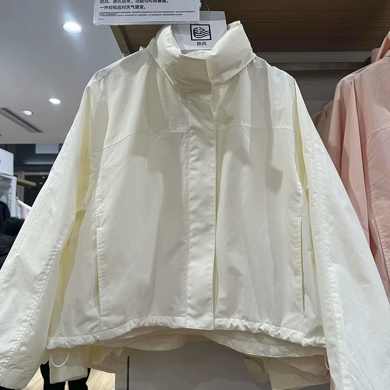 Women's Windbreaker Jackets: Windproof, Stand Collar, Casual, Hooded Thin Windbreaker Jacket / Rungear