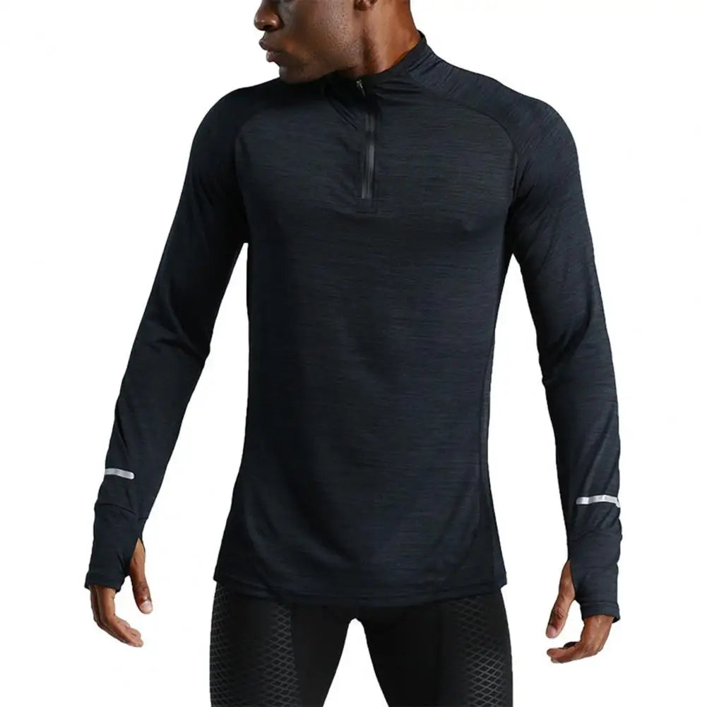 Men's Quick-Dry Apparel: Long Sleeve, Half-Zip, Pullover Running Compression Fitness Shirt / Rungear