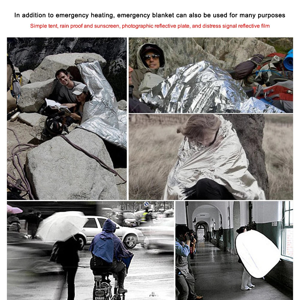 Trail Gear Accessories: 1-10 PC Emergency Thermal, Windproof Foil Survival Blanket / Rungear