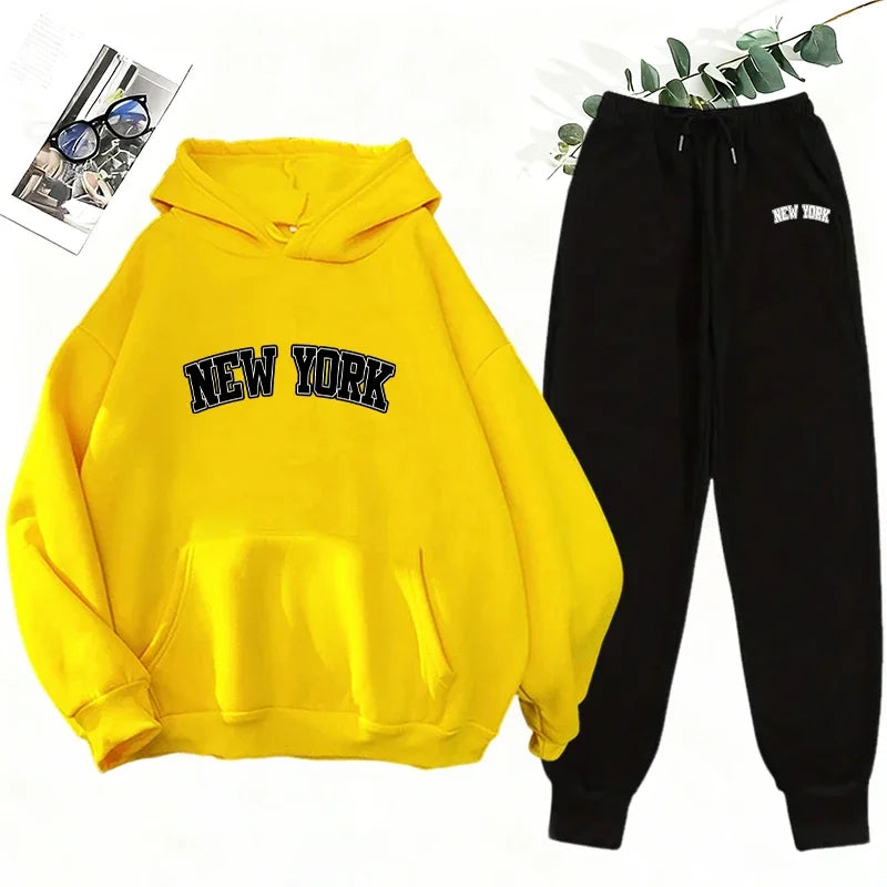 Women's Winter Apparel: Hooded Sweatshirt and Jogger Pants Casual Matching Set Outfit / Rungear
