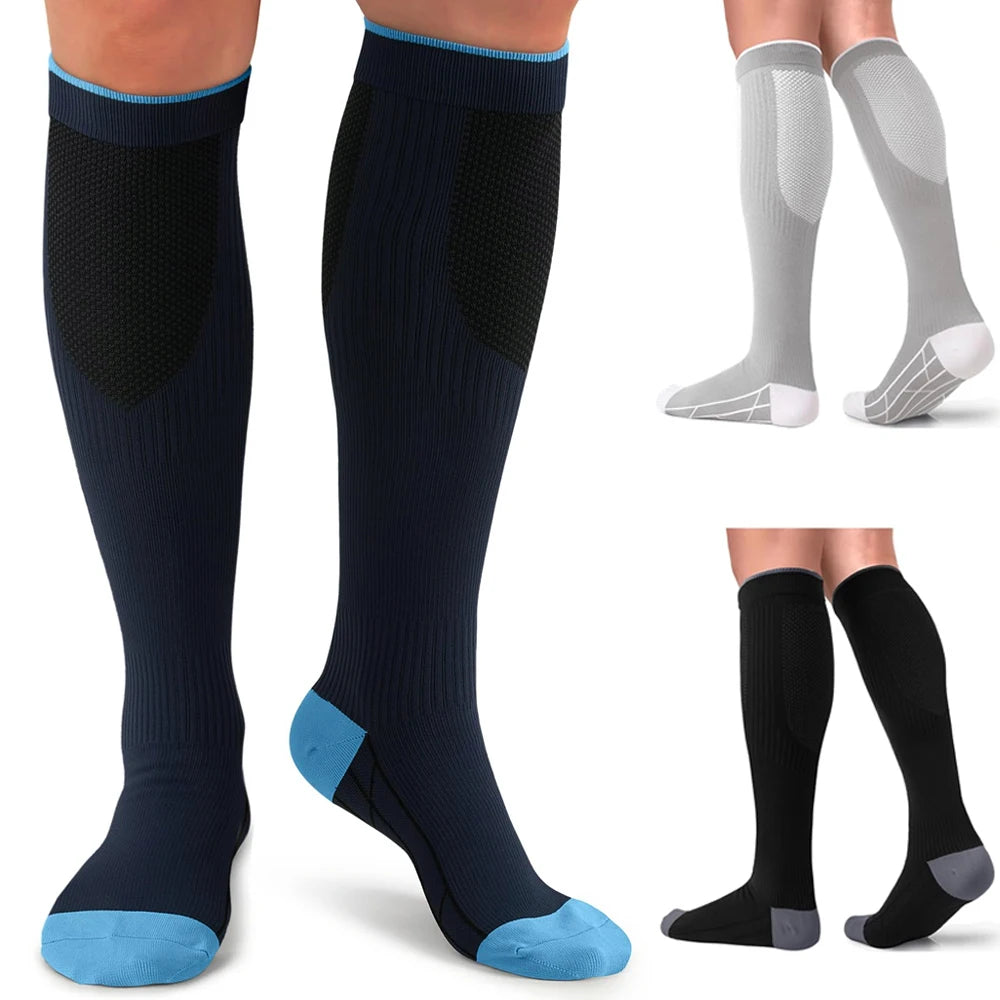 1Pair 20-30 mm Unisex Circulation Support Compression Socks For Athletic Health Support
