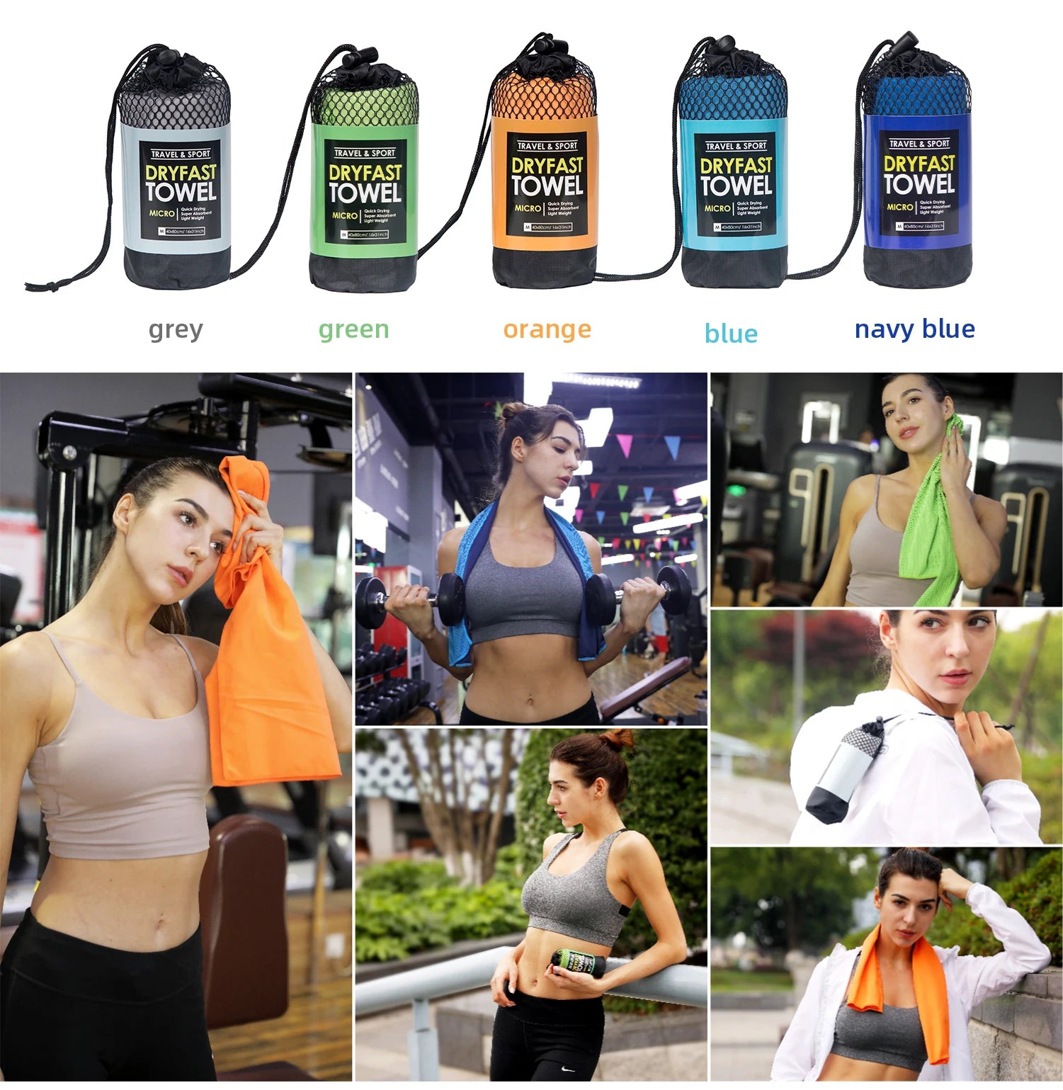 Running Gear Accessories: Microfibre Compact, Absorbent, Ultra Soft Fast Drying Sports Towel / Rungear