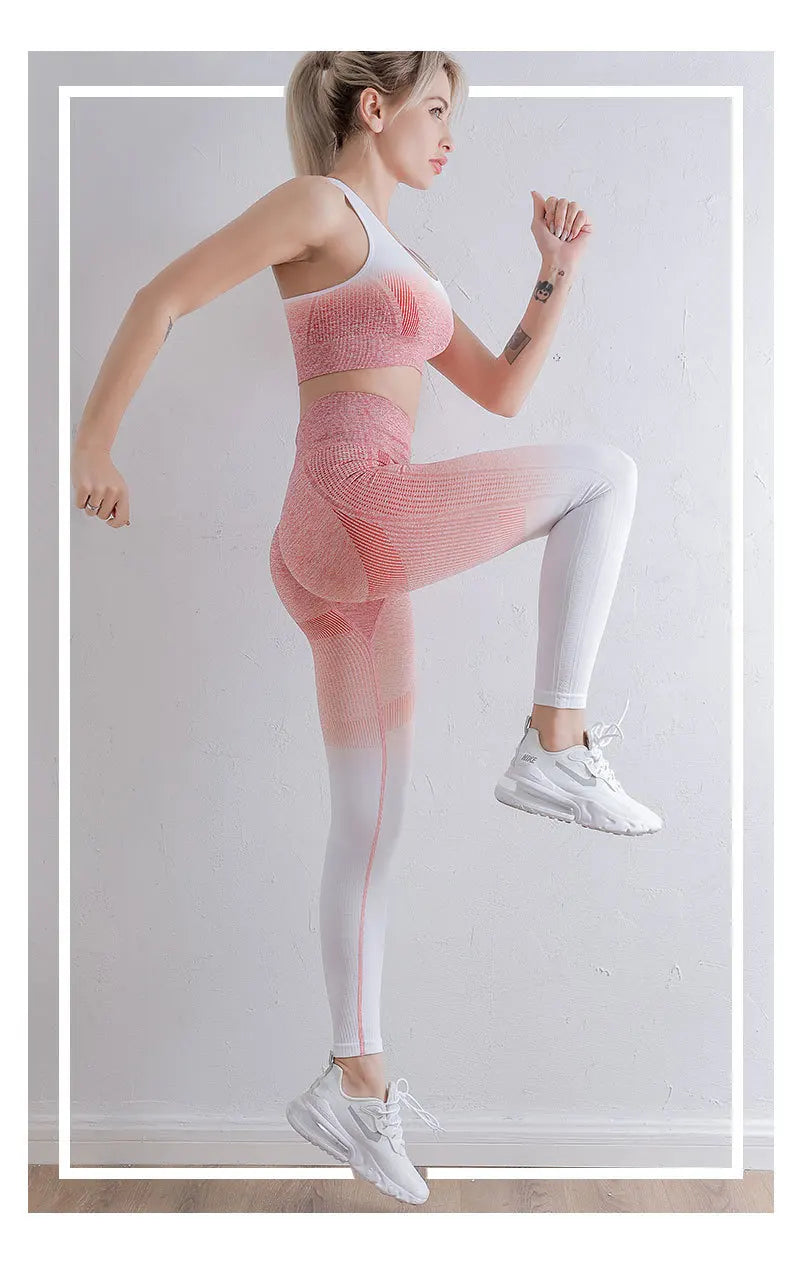 Women's Activewear Sets: 2PC Seamless Sports Bra Tank Tops with Leggings Fitness Sets / Rungear