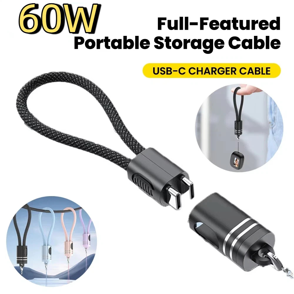 Tech Gear Accessories: Portable USB Type C Short Charger Cable, 60W Super Fast Charging Cord For Phone MacBook, Android / Rungear