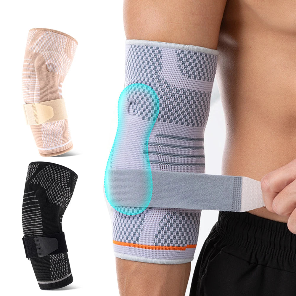 Running Compression Gear: Adjustable Arm Support with Gel Pad, Compression Sleeve with Strap / Rungear