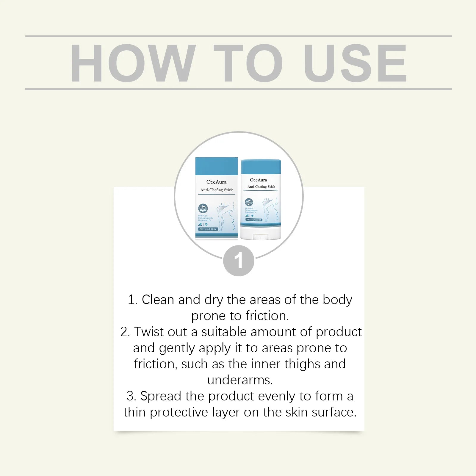 OceAura Soothing Deep Moisturizing Anti-Chafing Prevention Cream Skin Care