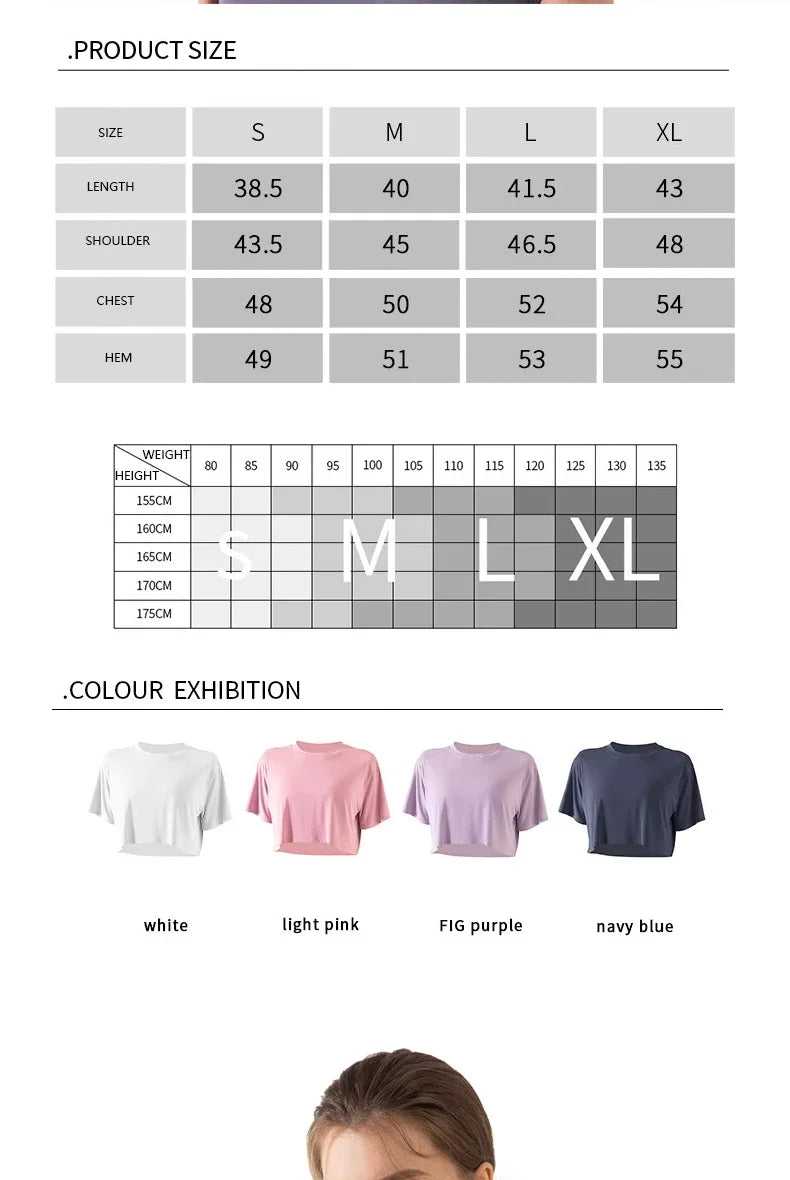 Women's Loose Ultralight Short Sleeve Elastic Breathable Exercise Sport Crop Top