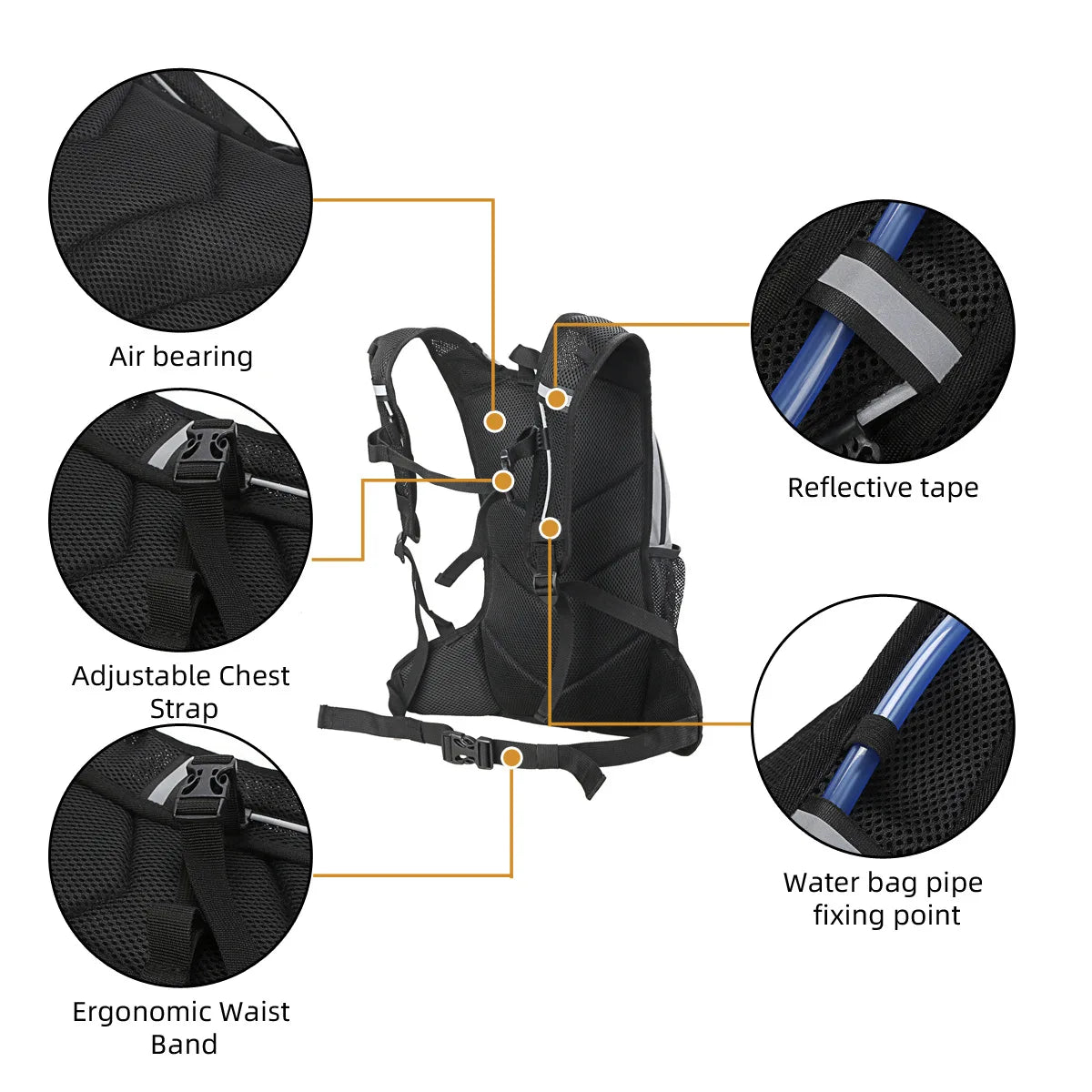 Trail Hydration Accessories: Highly Reflective, Backpack With Water Bladder / Rungear