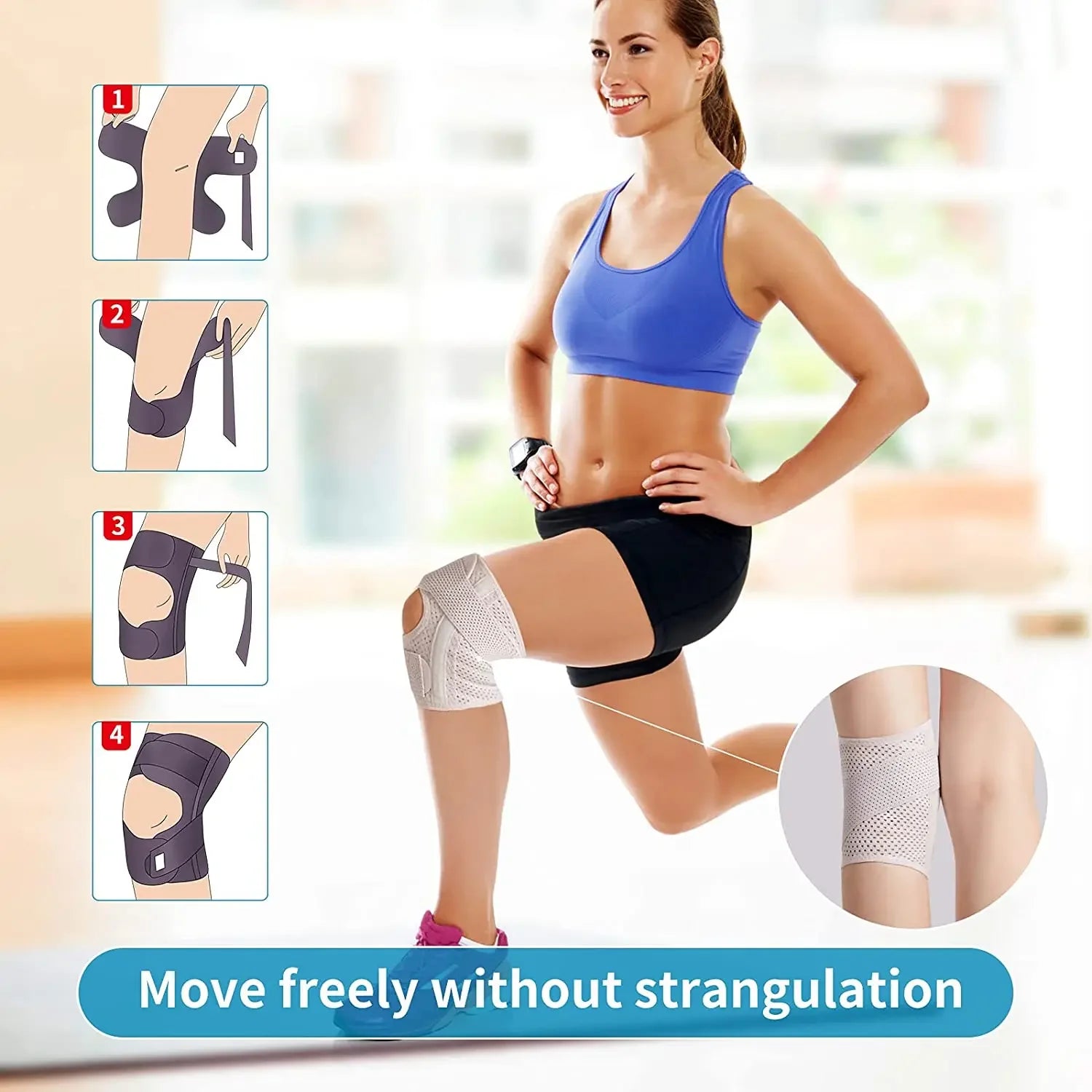 Running Recovery Gear: Breathable Knee Brace with Side Stabilizers Relieves Meniscal Tear and Arthritis Joint Pain/ Rungear