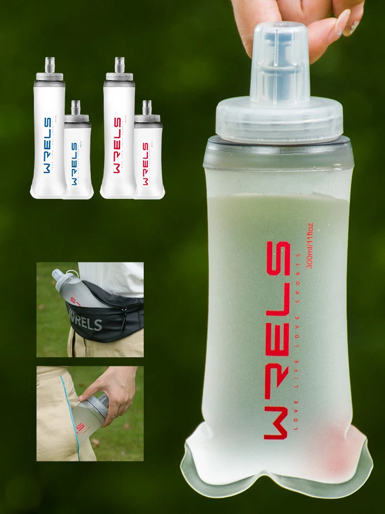 WRELS BPA-Free Collapsible Soft Flask Sports Water Hydration Bottles for Running, Camping, Hiking and Walking