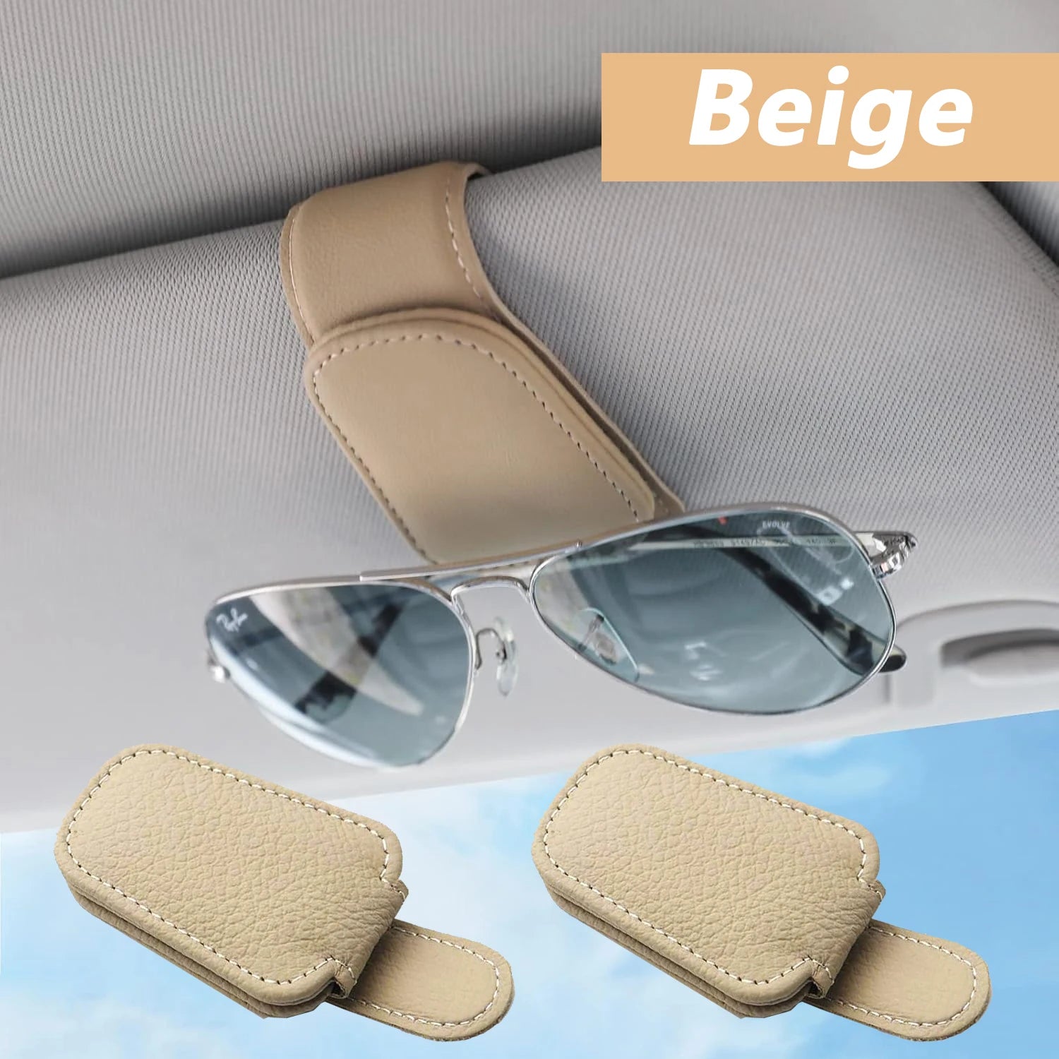 Sunglasses Gear Accessories: Magnetic Clip And Ticket Clip Leather Sunglasses Holder for Car / Rungear