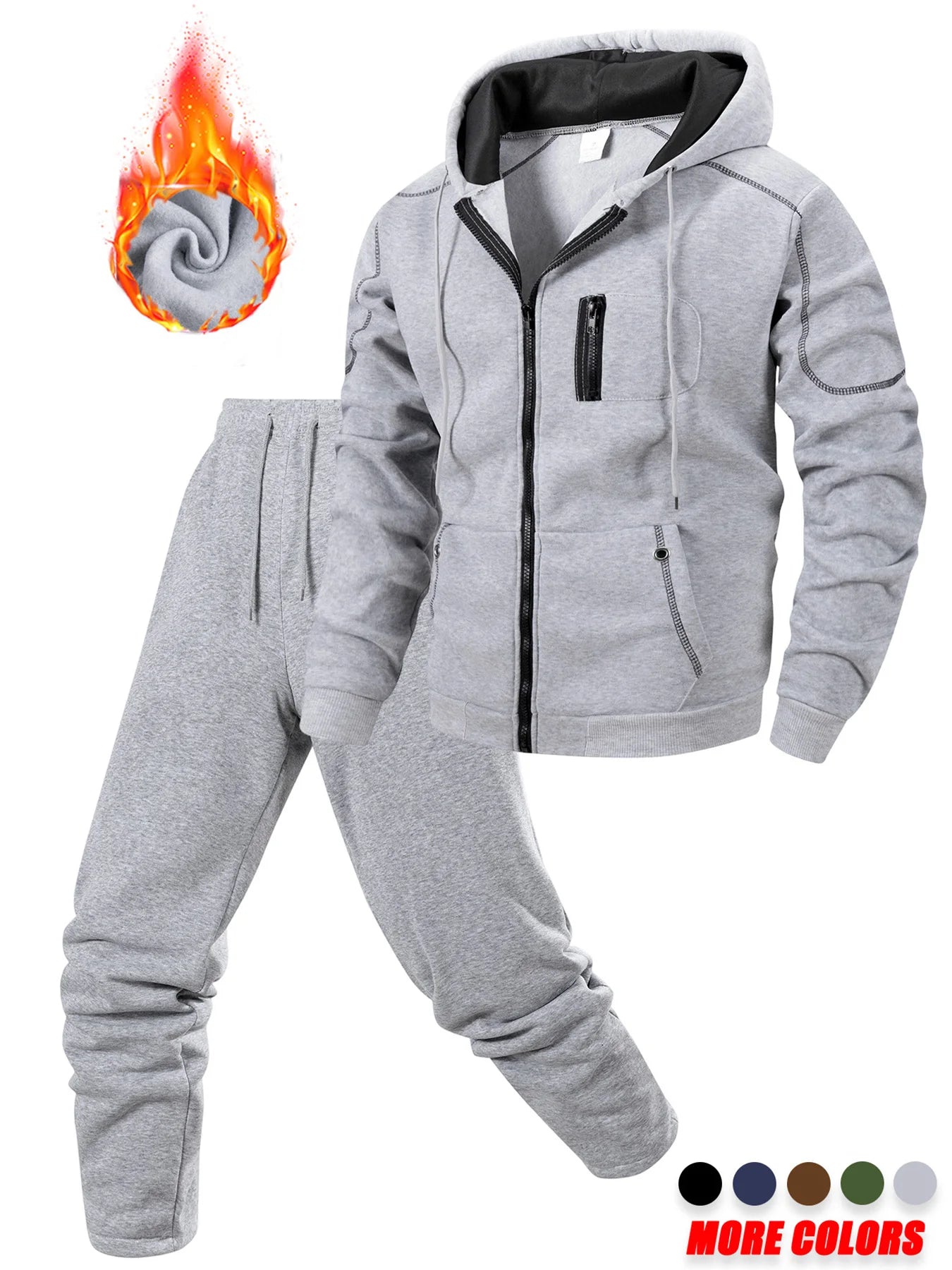 Men's Winter Apparel: Sporty Casual Jogging Hooded Sweatshirt + Tracksuit Pants / Rungear